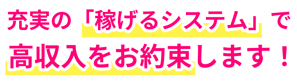 充実の「稼げるシステム」で高収入をお約束します